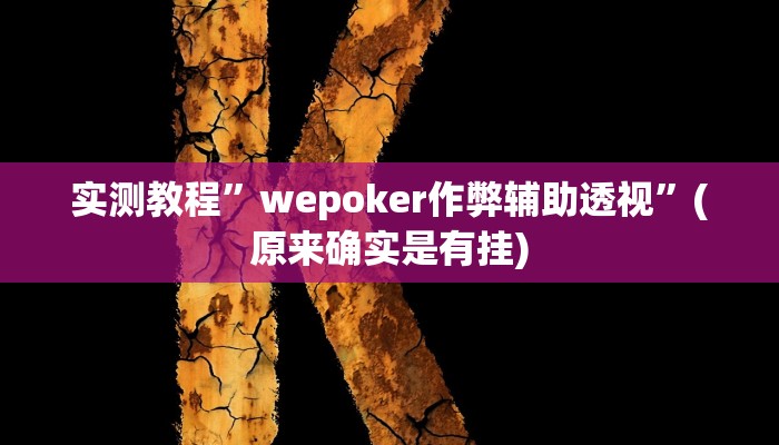 实测教程”wepoker作弊辅助透视”(原来确实是有挂)
