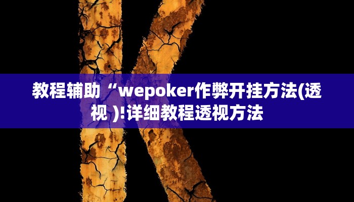 教程辅助“wepoker作弊开挂方法(透视 )!详细教程透视方法