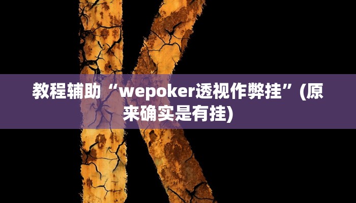 教程辅助“wepoker透视作弊挂”(原来确实是有挂)