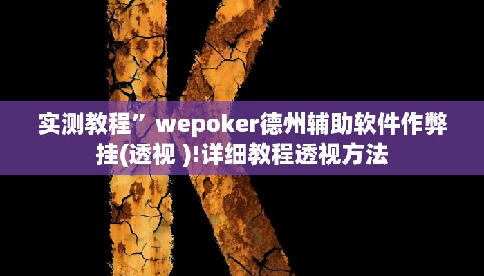实测教程”wepoker德州辅助软件作弊挂(透视 )!详细教程透视方法