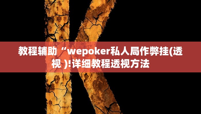 教程辅助“wepoker私人局作弊挂(透视 )!详细教程透视方法