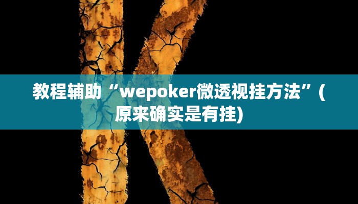 教程辅助“wepoker微透视挂方法”(原来确实是有挂)