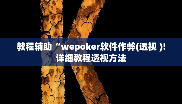 教程辅助“wepoker软件作弊(透视 )!详细教程透视方法