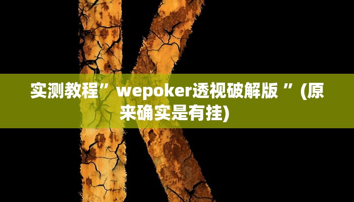 实测教程”wepoker开挂透视辅助方法”确实真的有挂