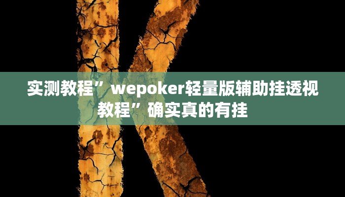 实测教程”WePoker俱乐部辅助开挂”确实真的有挂