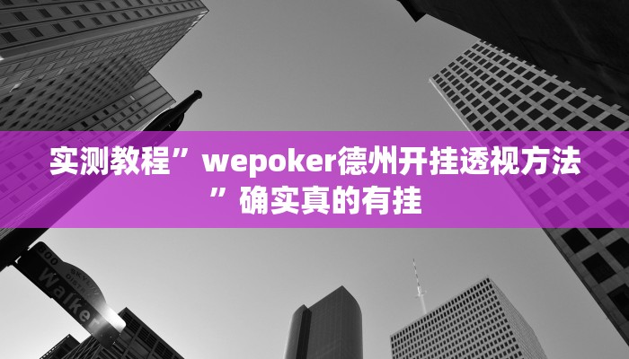 实测教程”wepoker德州开挂透视方法”确实真的有挂