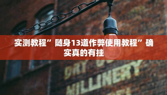 实测教程”随身13道作弊使用教程”确实真的有挂