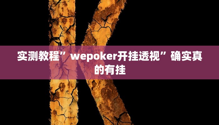 实测教程”wepoker开挂透视”确实真的有挂